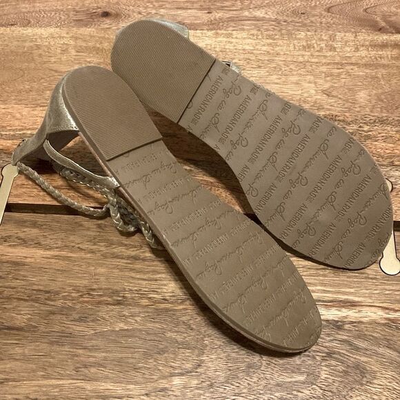 American Rag Amadora Gold Metallic Braided Vegan Leather Gladiator Sandals Sz 11 - Picture 6 of 9